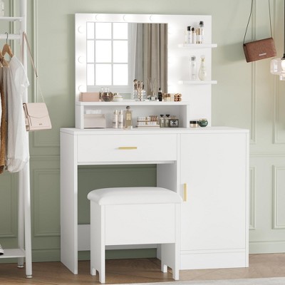 Vanity Desk, Makeup Vanity Desk with Mirror & Lights-3 Lighting Modes