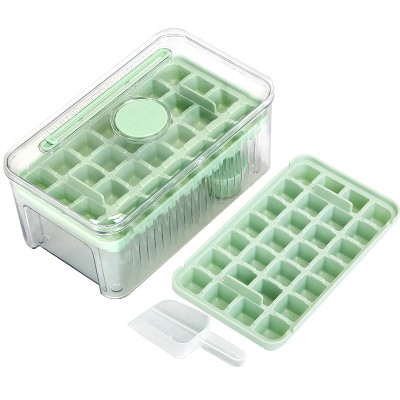 NewHome "Stackable Ice Cube Trays with Lid & Scoop, 56-Cube Capacity, Easy Release, Dishwasher Safe" Green