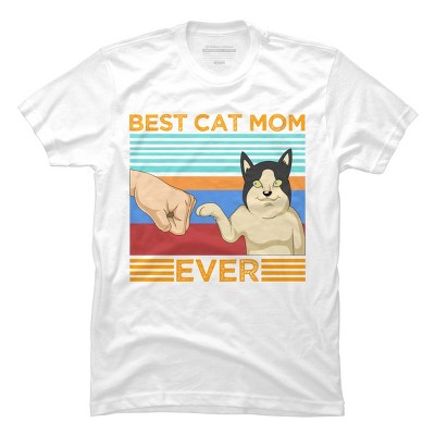Men's Design By Humans Best Cat Mom Ever Retro Stripes By shirtpublic T-Shirt