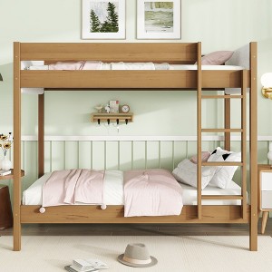 NicBex Twin Size Loft Bed with Desk Wooden Bed Frame with Ladder, Upholstered Headboard and Footboard for Bedroom, No Box Spring Required - 1 of 4