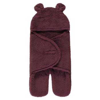 Hudson Baby Unisex Animal Faux Shearling Baby Outdoor Stroller Sack Wrap, Burgundy, One Size