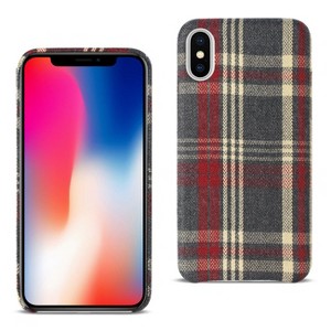 Reiko iPhone X/iPhone XS Checked Fabric Case in Red - 1 of 4