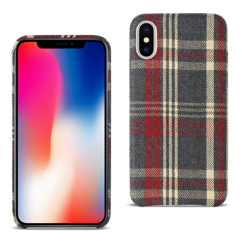 Reiko iPhone X/iPhone XS Checked Fabric Case in Red, 1 of 5