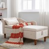 MAYEERTY Velvet Chaise Lounge, Storage Pillow Nailhead Trim Rolled Arm, Living Room Bedroom Office, Beige - 4 of 4