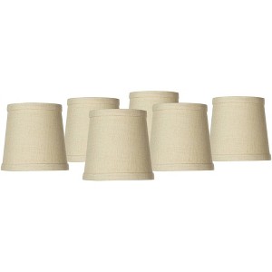 Springcrest Set of 6 Hardback Drum Lamp Shades Nallad Herbal Beige Small 4" Top x 5" Bottom x 5" High Candelabra Clip-On Fitting - 1 of 4