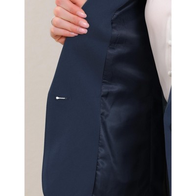 INSPIRE CHIC Women's One Button Notch Lapel Long Sleeve with Shoulder Pads and Pockets Blazer Large Deep Blue — фото 5