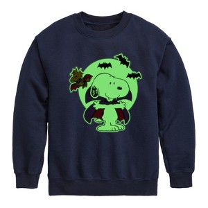 Boys' - Peanuts - Vampire Snoopy Graphic Long Sleeve Fleece Sweatshirt - 1 of 4