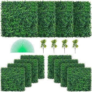 VEVOR 12 Piece 20 x 20 Inch 1.6 Inch Thick Artificial Boxwood Grass Wall Panels for Indoor and Outdoor Use, Covers 33 Square Feet, Green - 1 of 4