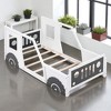 Twin Size Classic Car-Shaped Platform Bed with Wheels, Pine Wood & MDF Frame, White Kids Bed, No Box Spring Needed - 3 of 4