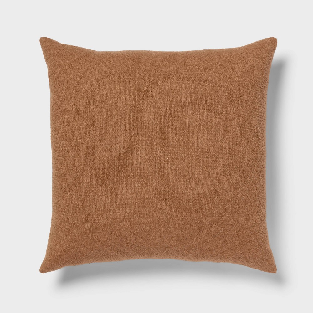 Euro Boucle Colorblock Decorative Pillow Light Brown - Threshold?: Indoor Square Cotton Cushion with Hidden Zipper