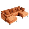 3-Seat U-Shaped Modern Cloud Couch - Chenille Modular Sectional with Deep Seat, 2 Ottoman & 4 Pillows for Home/Apartment Spaces - 3 of 4
