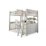 Full Highlands Loft Bed with Desk, Chair and Hanging Nightstand White - Hillsdale Furniture