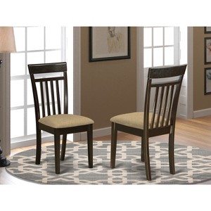 HomeStock2 Asian Fusion Slat Back Chair with Wood Seat, 17" x 17.5" x 38.5", Cappuccino - 1 of 3