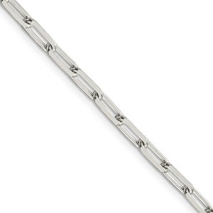 Black Bow Jewelry 4.25mm Sterling Silver Solid Elongated Open Cable Chain Necklace - 1 of 4