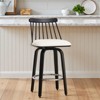 Bekrvio 26" Swivel Bar Stools Set of 1/2/3/4–Faux Leather Counter Stool with Spindle Back, Solid Wood Legs, Wooden Barstools for Kitchen Island - 2 of 4