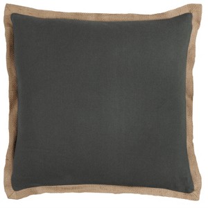 22"x22" Oversized Solid Square Throw Pillow Cover Tan/Charcoal Gray - Rizzy Home - 1 of 3