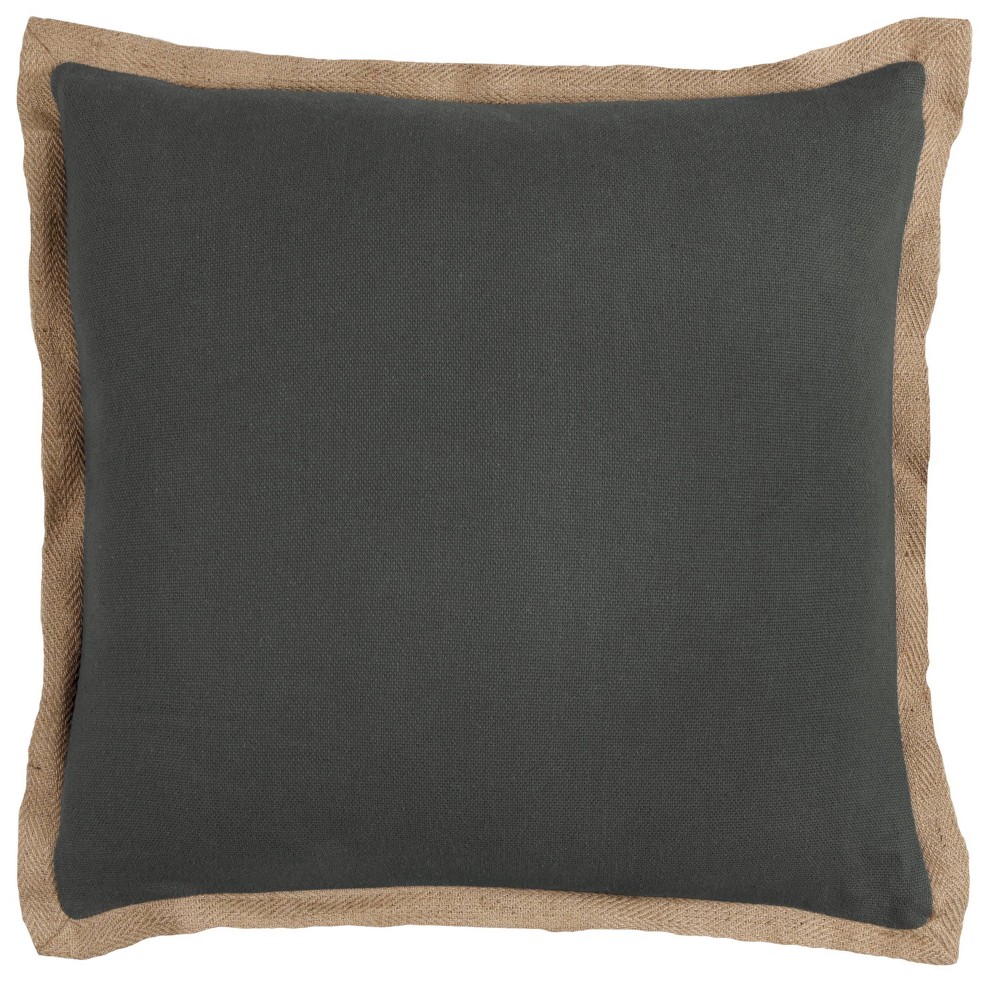 Photos - Pillowcase 22"x22" Oversized Solid Square Throw Pillow Cover Tan/Charcoal Gray - Rizz