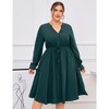 Women's Plus Size Button Down Maxi Dress V Neck Long Sleeve Business Casual Work Polo Shirt Long Dress with Pockets - 4 of 4