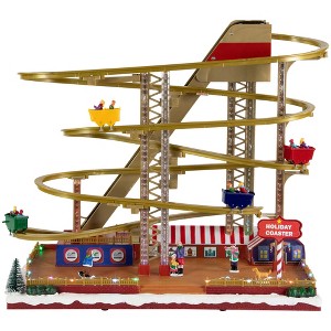 Northlight LED Lighted Animated and Musical Roller Coaster Christmas Village Display - 16.75" - 1 of 4