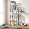 FONTOI 66 Inch Cat Tree Tower Large Cat Climbing Tree with Extended Platform, Indoor Pet House for Cats Kittens Play, Light Gray, 22.83"* 18.89"*66.9" - 2 of 4