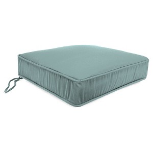 Outdoor Boxed Edge Seat Cushion - Misty Waterfall - Jordan Manufacturing, Misty Blue