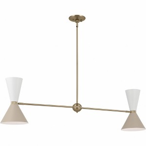 Phix 48 Inch 4 Light Linear Chandelier in Champagne Bronze with Greige and White - 1 of 1