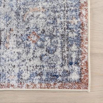 Iana Peach Synthetic Medallion Washable Non-slip Area Rug, 4' x 6'