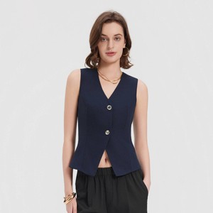 Women's Front-Button Vest - A New Day™ Navy Blue S : Target
