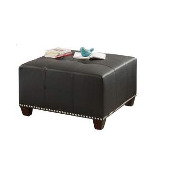 Simple Relax Bonded Leather Cocktail Ottoman in Black