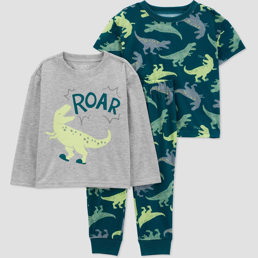 Photos - Other Textiles Carter's Just One You® Toddler Boys' 3pc Dinos Pajama Set - Green 12M