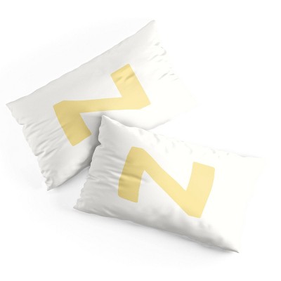 Deny Designs King April Lane Art Block Yellow Monogram N Microfiber Printed Pillow Sham