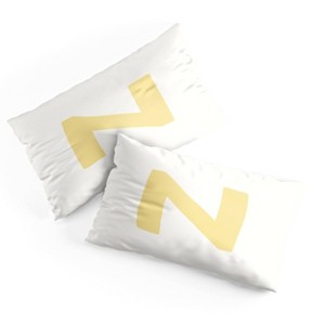 Deny Designs King April Lane Art Block Yellow Monogram N Microfiber Printed Pillow Sham - 1 of 3