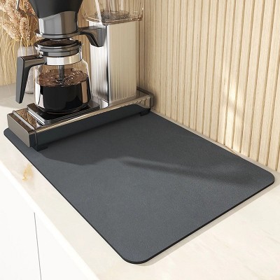 LunaLulinlk Coffee Machine Dish Drying Mats, Quick Drying Dishes, Absorbent Drying Mat for Coffee Machine, Kitchen, Sink, Black, 16X20inch