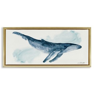 Stupell Industries Nautical Humpback Whale Floating Frame Canvas Art, Gold, 25" x 11" - 1 of 4