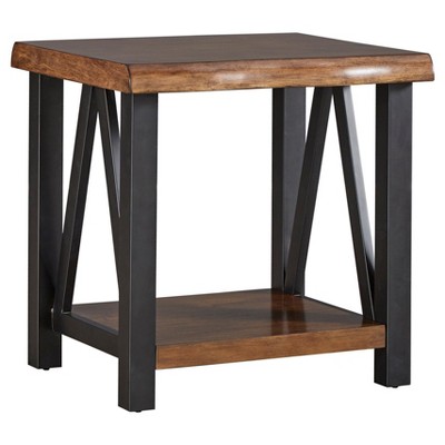 Hartwell Living Edge Rustic Industrial Accent Table - Brown - Inspire Q