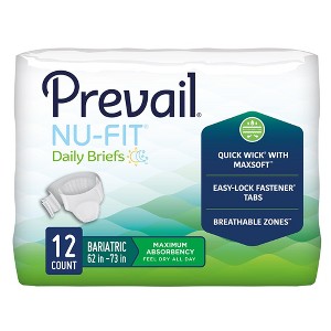 Prevail Nu-Fit Adult Incontinence Brief XXL Heavy Absorbency Bariatric, CRB-017, 48 Ct - 1 of 2