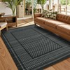 Checkered Washable Area Rugs Modern Floor Mats with Non-Slip Backing - 2 of 4