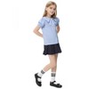 Girls Button Down Tops Peter Pan Collar Short Sleeve Blouse with Ruffled Trim Puff-sleeve Tops Butterfly Collar Shirts for Girls - 4 of 4