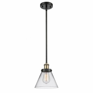 Cone - 1 Light Stem Hung Mini Pendant In Industrial Style-10 Inches Tall and 8 Inches Wide - 1 of 1