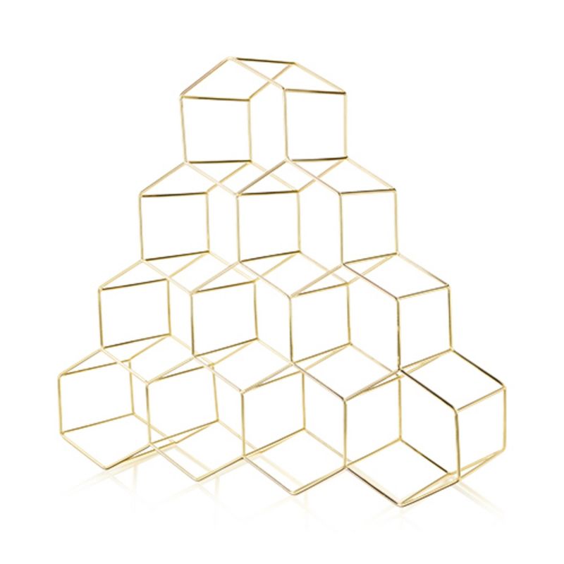 Viski Geo Gold Bottle Wine Rack, Honeycomb Design, 1 of 9