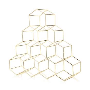Viski Geo Gold Bottle Wine Rack, Honeycomb Design