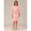 Allegra K Women's Round Neck Bracelet Sleeve Peplum High Waist Work Office Pencil Dress - 3 of 4