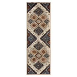 Bohemian Rustic Traditional Geometric Indoor Runner Area Rug by Blue Nile Mills - 1 of 4