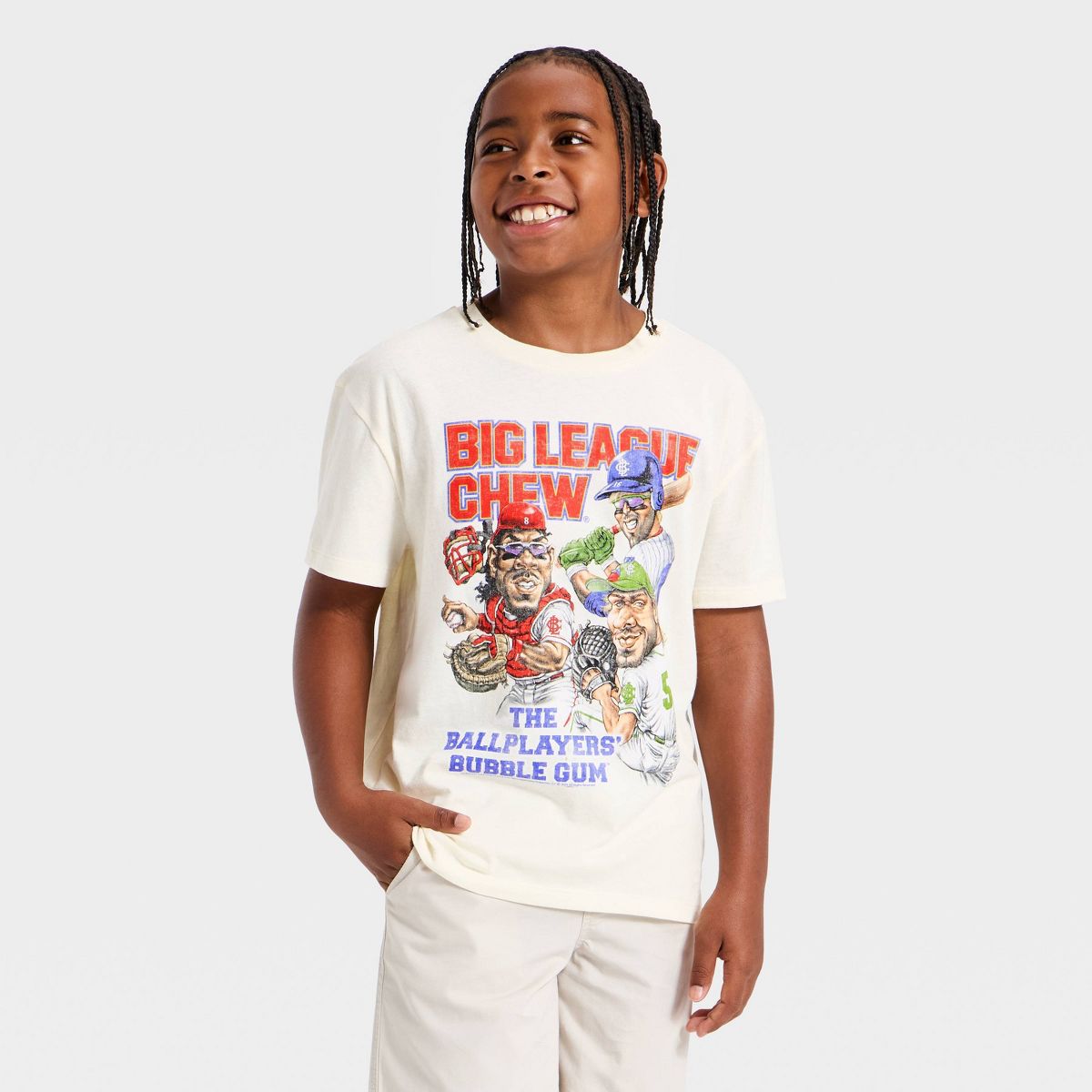 Boys' Big League Chew Oversized Short Sleeve Graphic T-Shirt - White
