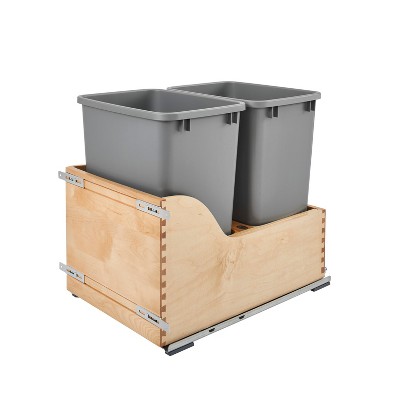 Rev-A-Shelf 4WCSC Double 35 or 50-Quart Maple Bottom Mount Kitchen Pull-Out Waste Container  with Blumotion Soft-Close Slides
