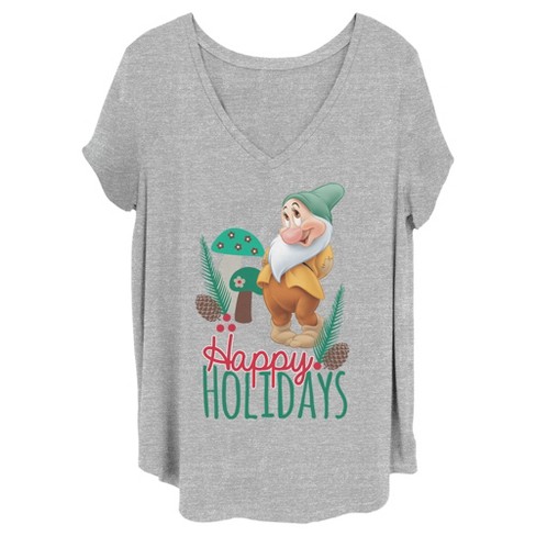 Women's Disney Snow White And The Seven Dwarfs Happy Bashful Holidays T
