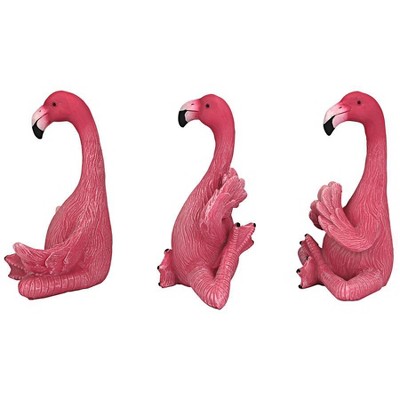 Medium Pink Resin Flamingo Yoga Garden Statue Set