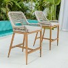 PURPLE LEAF Bar Stools Set of 2 Height Metal Bar Chairs with Back Modern Aluminum Tall Comfy Wicker Woven Boho Barstools Garden Pool Patio Outdoor - 2 of 4