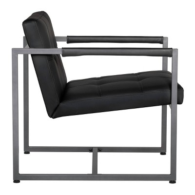 Camber Modern Black Leather Accent Chair with Metal Frame