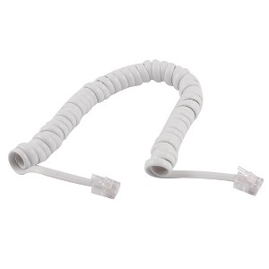 Unique Bargains RJ9 4P4C Connectors Plastic Stretchy Coiled Telephone Handsets Line Cable Grey White - 1 of 4